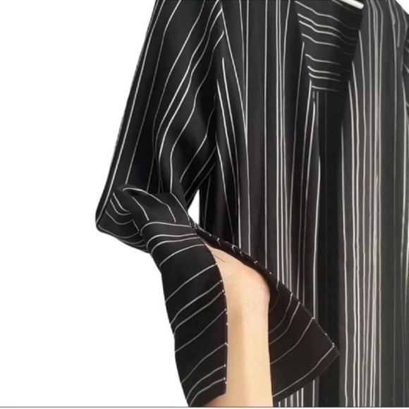 ZARA Woman’s Long Open Front Striped Blazer Size M - Picture 2 of 7